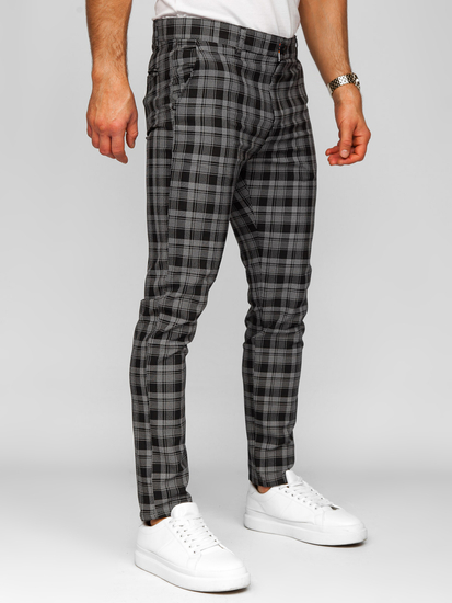 Uomo Pantaloni eleganti a quadri Nero Bolf 184175