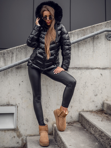 Giubbotto invernale trapuntato con cappuccio da donna nero Bolf 5M3138