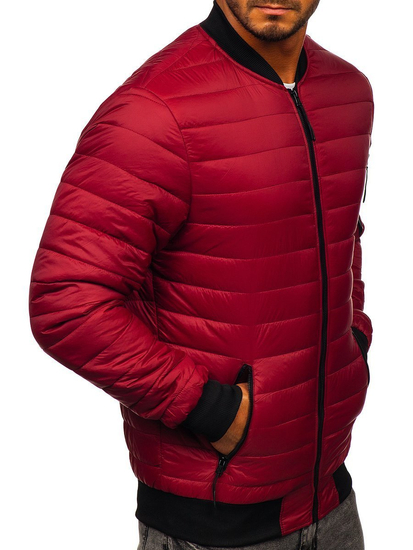 Giacca trapuntata mezza stagione tipo bomber da uomo bordò Bolf MY-02A