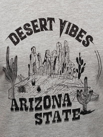 Uomo T-shirt in cotone con stampa Grigio Bolf MPO3483