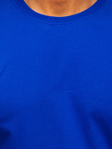 T-shirt da uomo in cotone blu fiordaliso senza stampa Bolf 192397