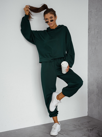 Completo due pezzi con felpa con cappuccio da donna rosa bottiglia Bolf 525