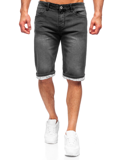 Pantaloncini corti in jeans da uomo neri Bolf K15004-2