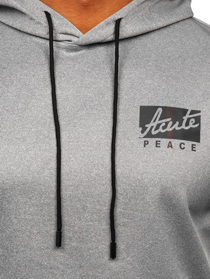 Felpa con stampa con cappuccio da uomo grigia Bolf HY971