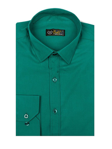 Camicia elegante da uomo verde scuro a maniche lunghe Bolf 1703