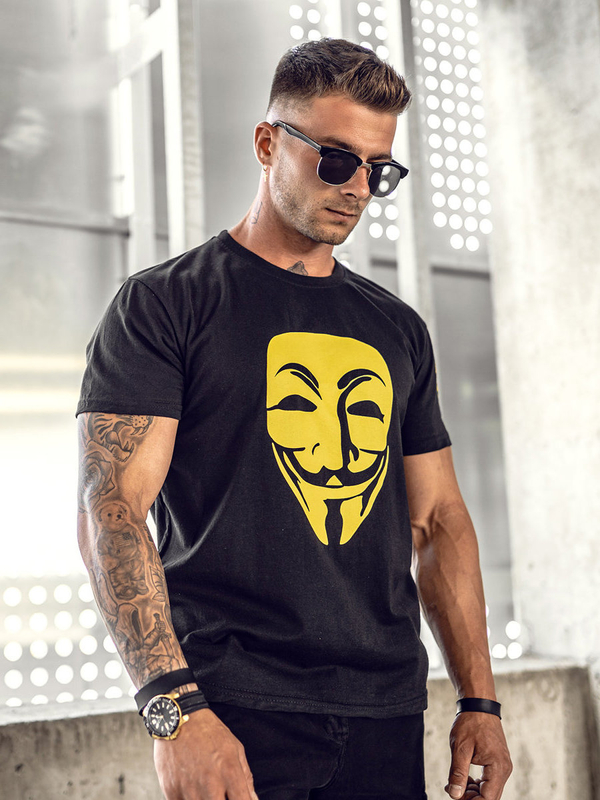 T-shirt con stampa da uomo nera Bolf 14400A