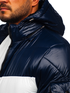 Giubbotto invernale trapuntato da uomo blu-rosso Bolf 6593