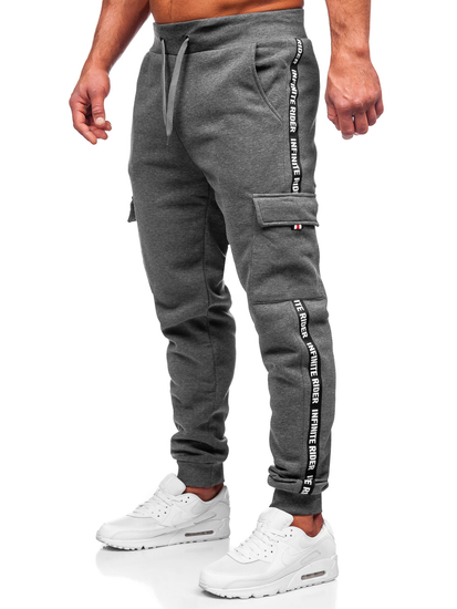 Pantaloni jogger tipo cargo da uomo grafite Bolf JX8715