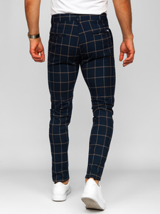 Uomo Pantaloni eleganti a quadri Blu scuro Bolf 184177