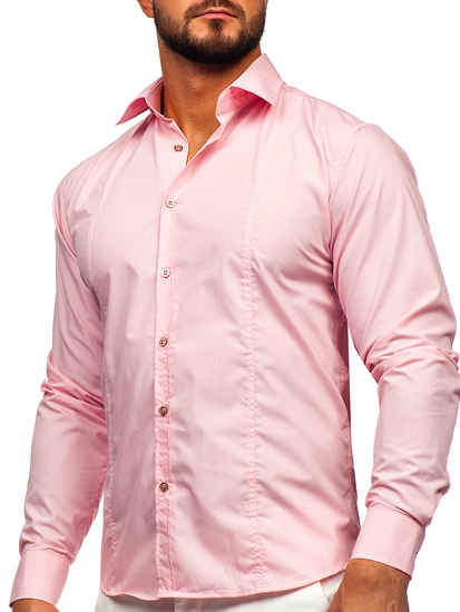Uomo Camicia elegante a maniche lunghe Rosa Bolf 6944