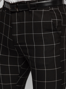 Uomo Pantaloni eleganti a quadri Nero Bolf 0040