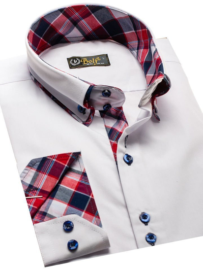 Camicia elegnate a manica lunga da uomo bianca Bolf 2712