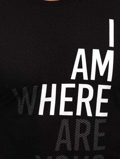 T-shirt in cotone con stampa da uomo nera Bolf 0404T