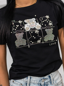 Donna T-shirt stampata Nero Bolf 96T615