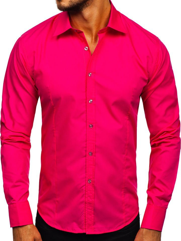 Camicia elegante da uomo corallo a maniche lunghe Bolf 1703