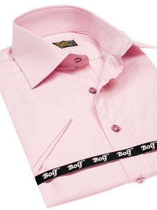 Camicia elegante a manica corta da uomo rosa Bolf 7501
