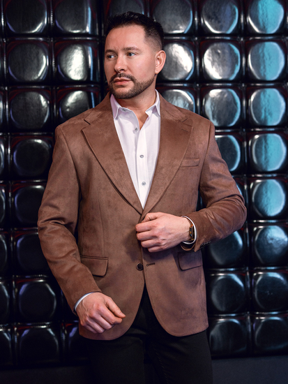 Giacca da uomo in velluto marrone Bolf 24410