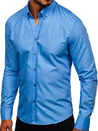Camicia elegante a manica lunga da uomo celeste Bolf 5821