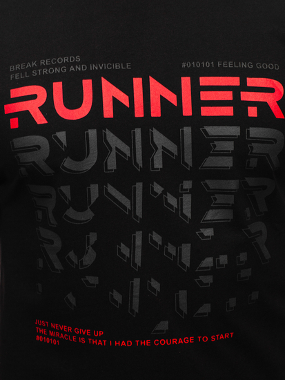 T-shirt con stampa da uomo nera Bolf 14336