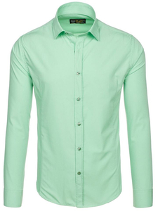 Camicia elegante da uomo verde menta a maniche lunghe Bolf 1703