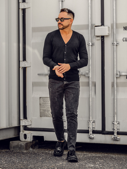 Uomo Cardigan Nero Bolf YY06A