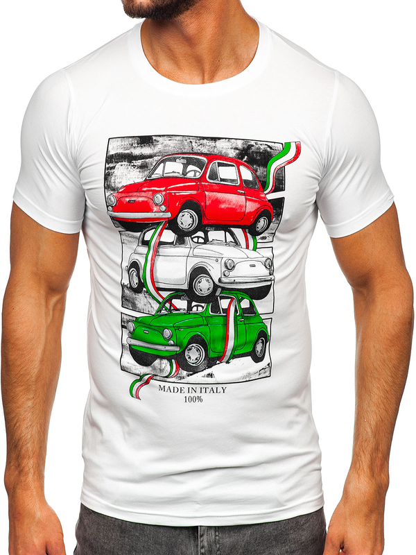 T-shirt con stampa da uomo bianca Bolf HM918