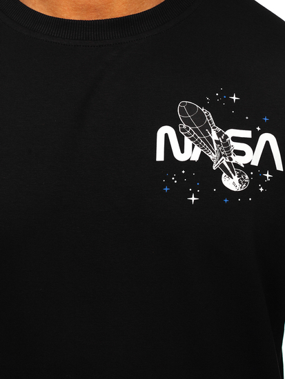 Felpa con stampa senza cappuccio da uomo nera Bolf 6476