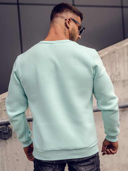 Felpa spessa senza cappuccio da uomo verde menta chiaro Bolf 2001A