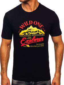 Uomo T-shirt in cotone con stampa Nero Bolf MPO3484