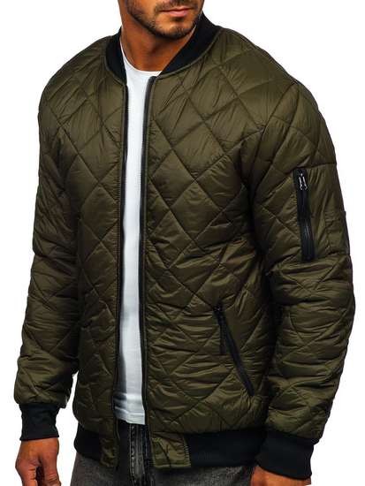 Giacca con trapuntate mezza stagione tipo bomber da uomo khaki Bolf MY-01