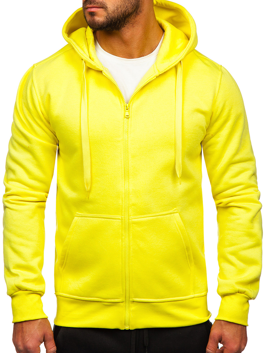 Tuta con felpa a zip con cappuccio da uomo giallo chiara Bolf D004