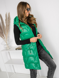 Gilet lungo trapuntato da donna verde Bolf B8172A