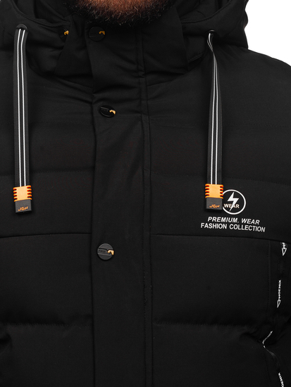 Giubbotto allungato invernale trapuntato da uomo nero Denley 22M53