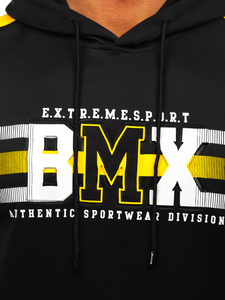 Felpa con stampa con cappuccio da uomo nera Bolf HY973