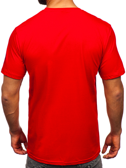 T-shirt in cotone con stampa da uomo rossa Bolf 14784