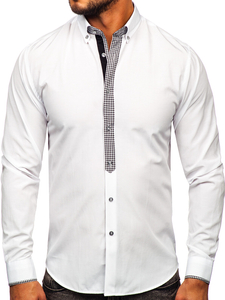 Camicia elegante a maniche lunghe da uomo bianca Bolf 6873-1