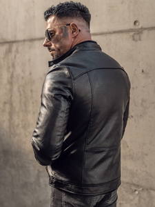 Giacca in pelle da uomo nera Bolf 11Z8003