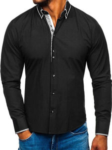 Camicia elegante a manica lunga da uomo nera Bolf 6929-A