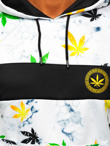 Felpa con stampa con cappuccio da uomo bianca Bolf HM258