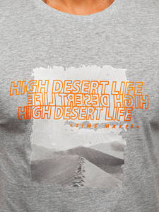 Uomo T-shirt in cotone con stampa Grigio Bolf MPO3465