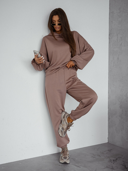 Completo due pezzi con felpa con cappuccio da donna cappuccino Bolf 525