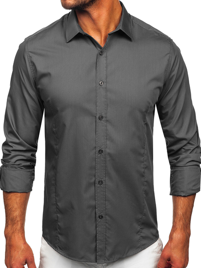 Camicia elegante da uomo a maniche lunghe Bolf 1703, grafite chiaro