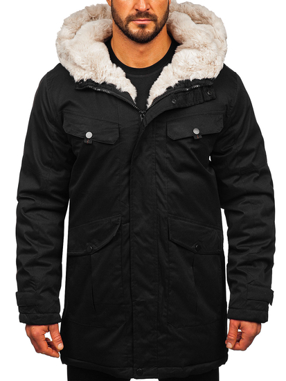 Giubbotto parka invernale da uomo nero Bolf 22M318
