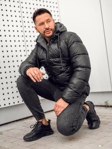 Giubbotto invernale trapuntato da uomo nero Bolf B2906