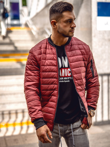 Giacca con trapuntate mezza stagione tipo bomber da uomo bordò Bolf MY-02
