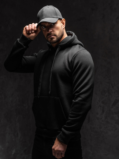 Felpa con cappuccio a canguro da uomo nero Bolf 1004