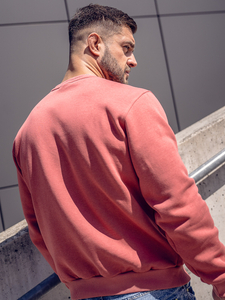 Felpa spessa senza cappuccio da uomo rosa salmone Bolf 2001A