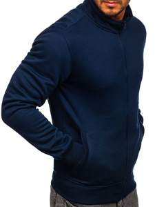 Felpa a zip con collo alto da uomo blu Bolf B2002
