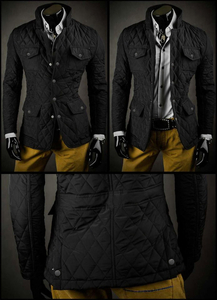 Giacca elegante trapuntata da uomo nera Bolf 802A