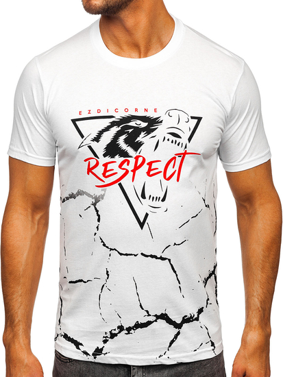 T-shirt in cotone con stampa da uomo bianco Bolf 5035